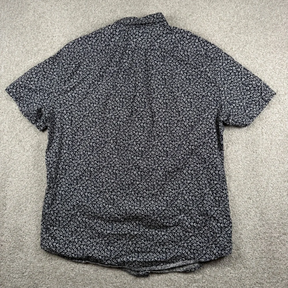 J.Crew Button Down Shirt Mens L Navy Blue Floral Slim Fit Wash Short Sleeve